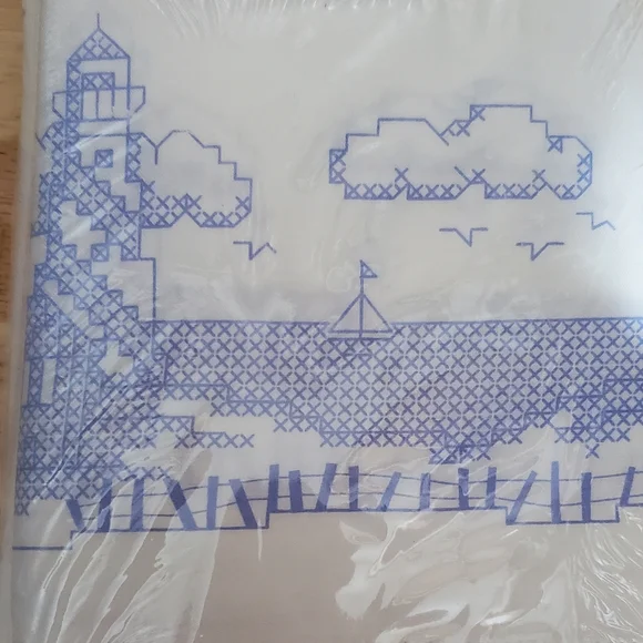 Cross Stitch Lighthouse Pillowcase Pair - Picture 4 of 4